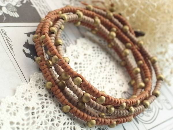 ★wakami ワカミ風真鍮ボール3連ブレスレットS拍卖