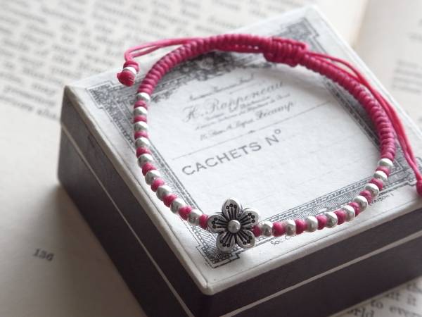 ★新入荷★♪ロディウムシルバー・ロウ引きブレスレットP♪拍卖