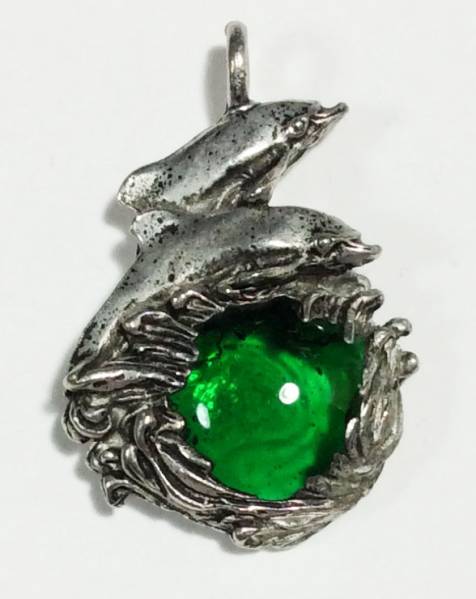 ピューターペンダントトップ【ドルフィン】 グリーン拍卖