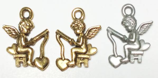 ピューターチャーム【天使】ゴールド2個+シルバー1個ten04拍卖