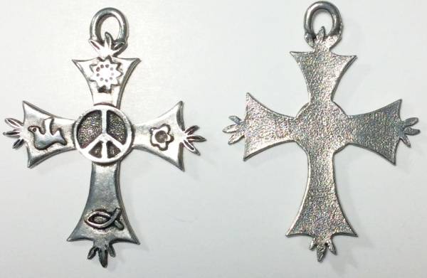 ピューターペンダントトップ【鳥のクロス】シルバー 2個拍卖