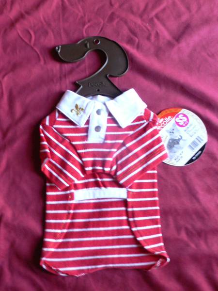【新品】pecolle 赤×白ストライプのポロシャツ SSサイズ拍卖