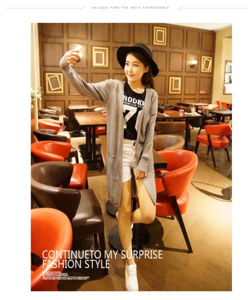 ☆冬暖かい着心地の良い婦人用 カシミヤ混・ロングカーディガンXXL拍卖