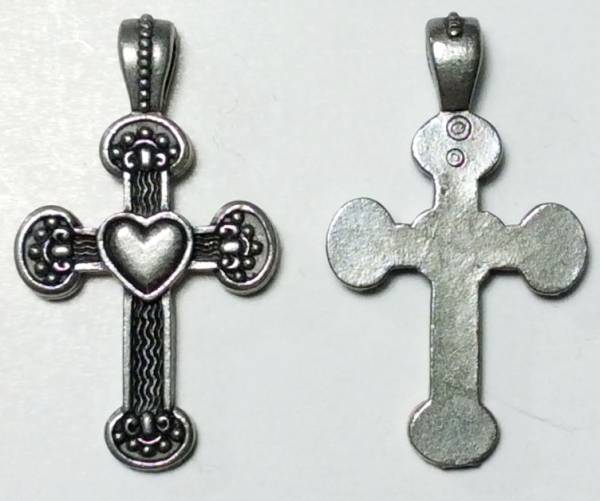ピューター チャーム【ハートのクロス】シルバー 2個 crts08拍卖