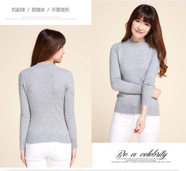 ☆冬暖か着心地の良い婦人用カシミヤハイ混・ネックセーターXXL G☆拍卖