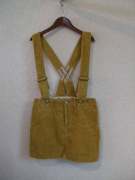 マスタードイエローコーデュロイサス付台形ミニスカート90714拍卖