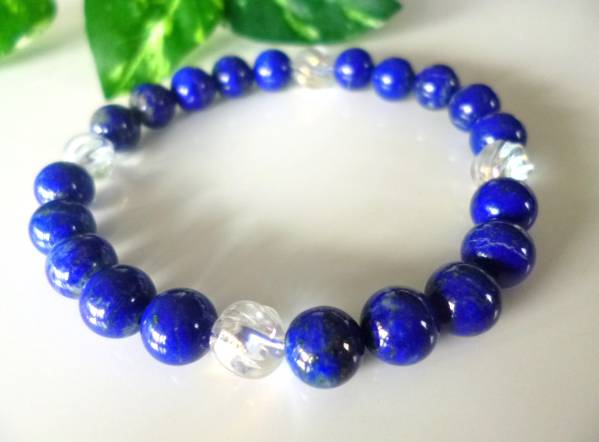 ☆幸運を呼ぶ☆聖なる石☆ウルトラマリンブルー☆ラピスラズリ★レインボーオーラ♪ ☆8mm☆ ☆16cm☆拍卖