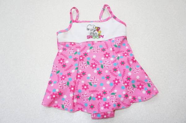 ●ベビー水着 90●スヌーピー刺繍*フリフリワンピース水着拍卖