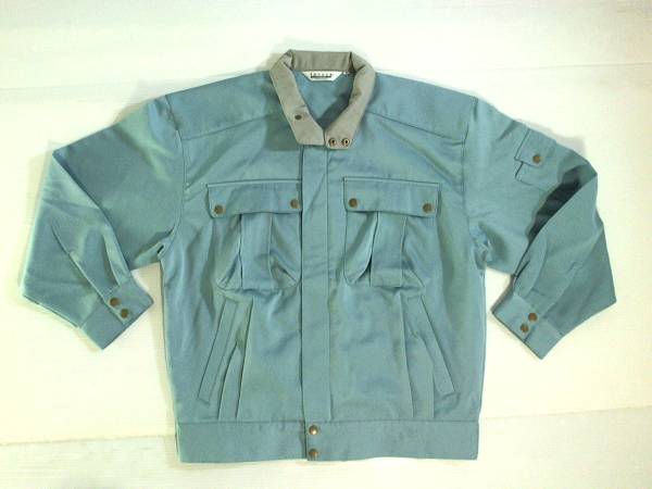 ☆未使用/美品/国産【INVEST】作業服 ジップ ブルゾン 青緑系 S拍卖