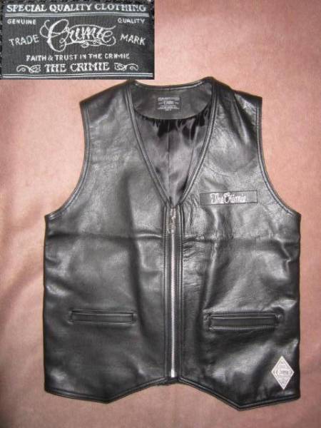 超レア! THE CRIMIE クライミー 本革レザー ベスト 牛革 黒 M拍卖