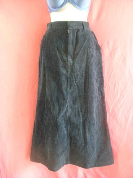 USED コーデュロイ スカート サイズW66 紺色拍卖
