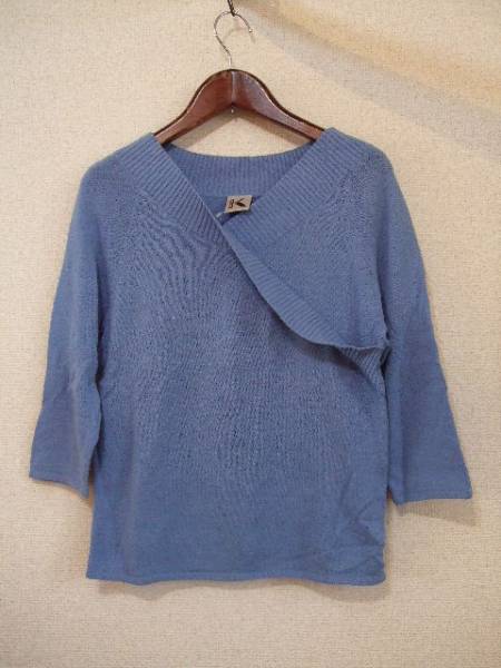 KRIZIA水色コットン混七分袖ニット(USED)61413)拍卖