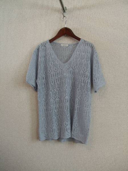 水色透かし編み春夏半袖ニット(USED)20515)拍卖