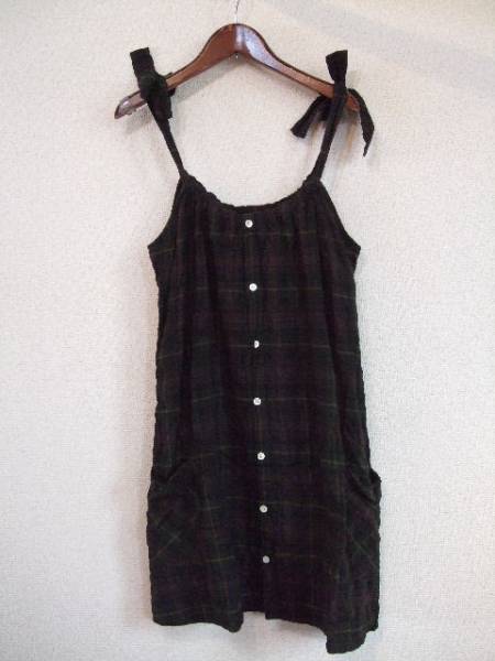 x-girl茶×カーキチェックキャミワンピ(USED)91413③)拍卖