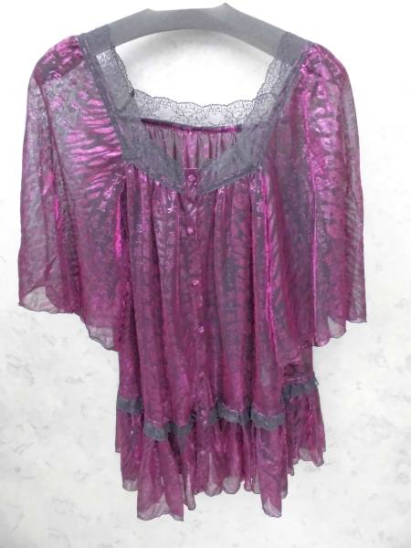 送料無料!伊太利屋(イタリヤ)オーガンジー透かし文字レースチュニック9号拍卖