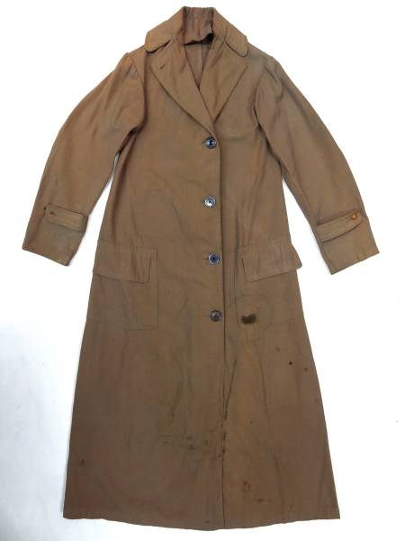 ビンテージ アンノウン 希少 10S~30S ウール ギャバジン Aライン ダスター ロング コート 淡い 雰囲気 茶 ブラウン レア エドワーディアン拍卖