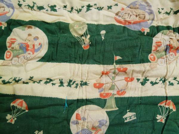 古い★動物遊園地*おんぶ綿入れ*変わり図柄古布着物昭和レトロ★拍卖