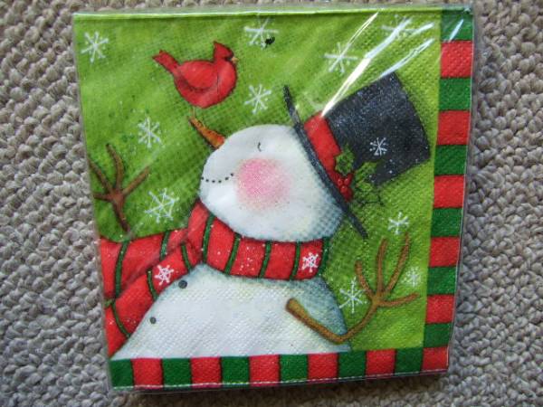 ナプキン クリスマス スノーマン 雪だるま 海外柄 NY直輸入 パーティ拍卖