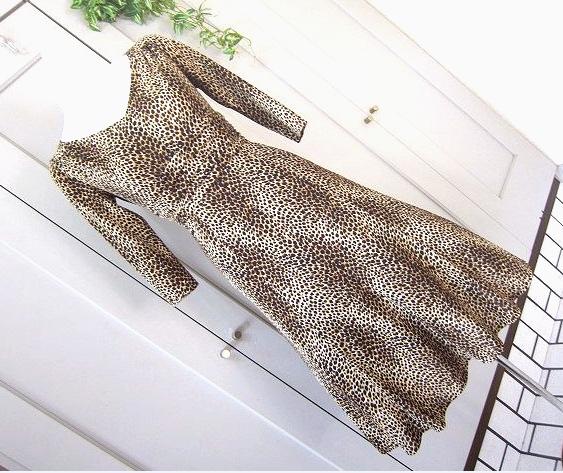 MOGA ワンピース 豹柄 ドレープ 7分袖 日本製 送料無料拍卖