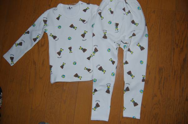 120新品冬用男の子超暖かいパジャマ上下セット二重織クマ拍卖