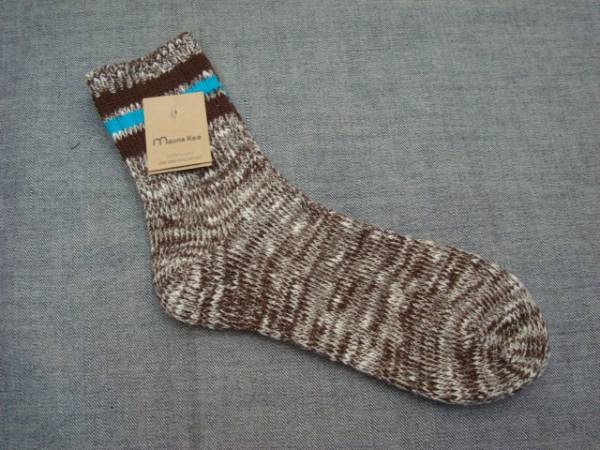 新品Mauna Kea(マウナケア)ソックス スラブネップ3本ライン LADIES Brown拍卖
