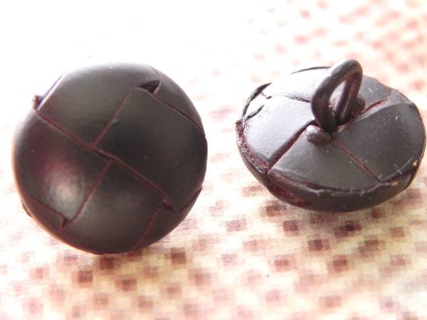 ●○皮 革 ボタン 15mm 濃茶色 10個 高級な金足○●拍卖