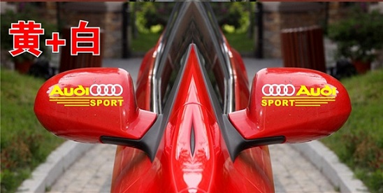 1新着送込 ○○○○AUDI sport ロゴ黄白ステッカー 185拍卖