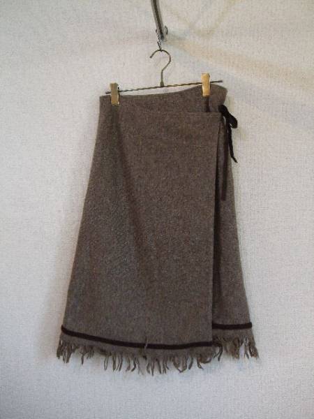 pourlafrime茶台形膝下丈巻きスカート(USED)101214)拍卖