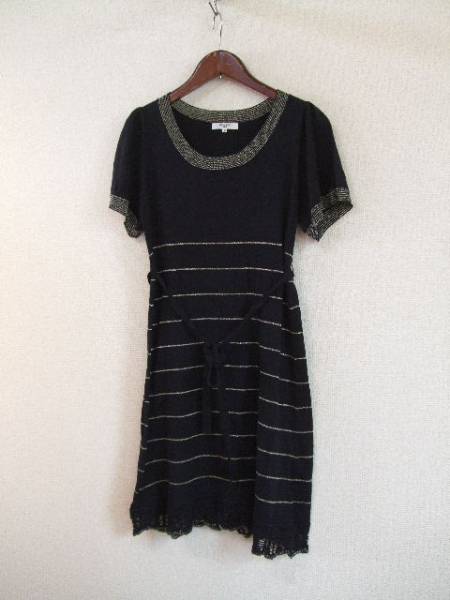 NATURALBEAUTYBASIC黒半袖コットン混ニットワンピ(USED)62015)拍卖