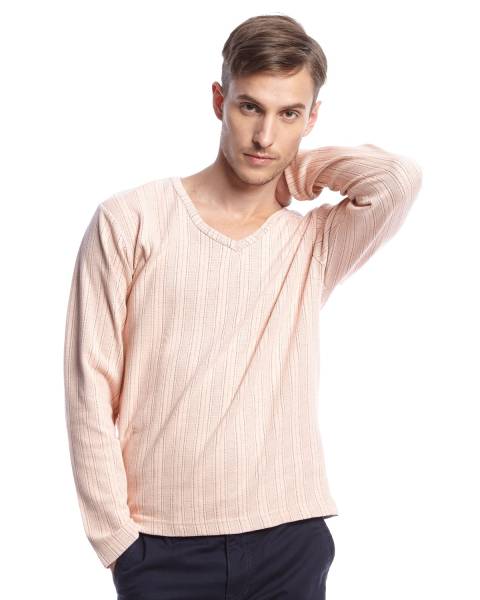 BEAMS MEN'S APPAREL★Vネックカットソー ピンク テレコ S拍卖