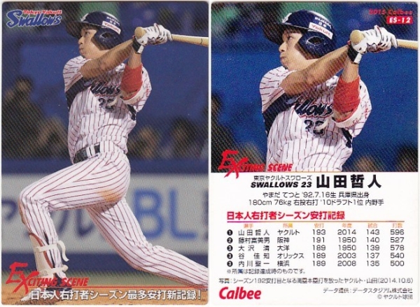 ▽15年カルビー▽EXCITING SCENE▽No.ES-12▽山田哲人▽拍卖