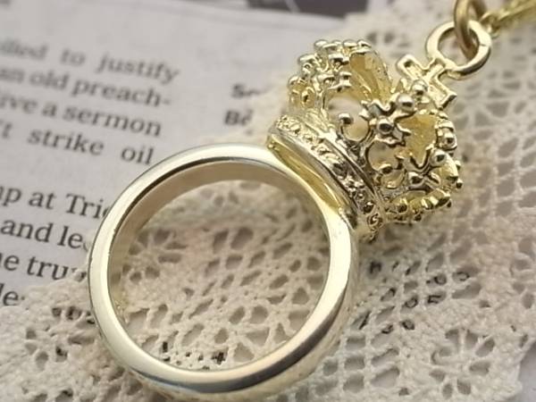 ◆新品◆真鍮 王冠 クラウンリングネックレス ゴールド拍卖