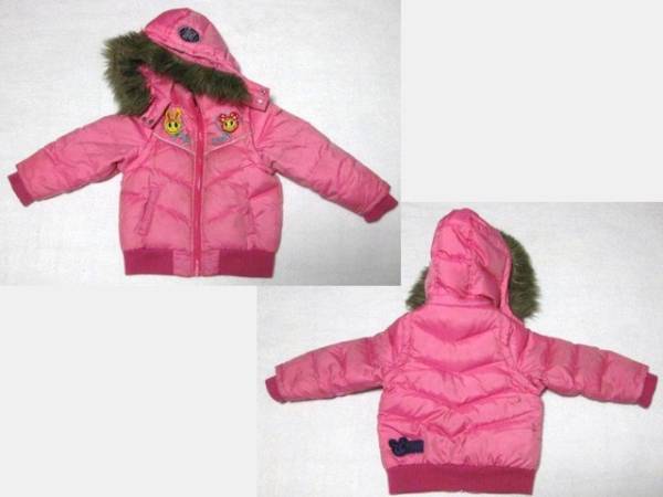 110㎝ K.L.C. 2WAY 長袖 フードファーダウンジャンバー ベスト フルジップ ピンク拍卖