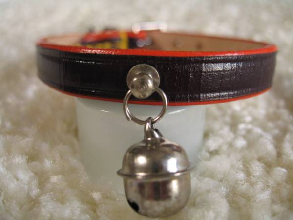 ★同梱お得★♯9ー№25・本皮首輪・鈴付き・茶♪拍卖