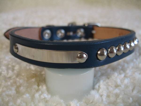 ★同梱お得★♯15ー№31・先カン式首輪・プレート付き・ブルー♪拍卖