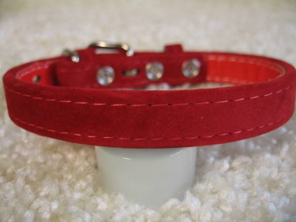 ★同梱お得★♯15ー№63・スエード調首輪・赤♪拍卖