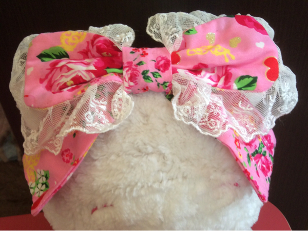 ピンク レース ふんわりリボン りぼん カチューシャ拍卖