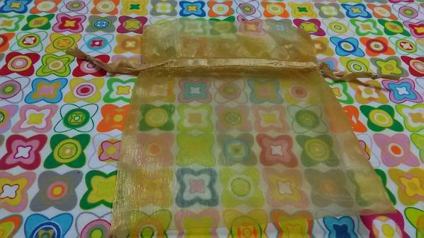 巾着 オーガンジー ゴールド 小物入れ拍卖