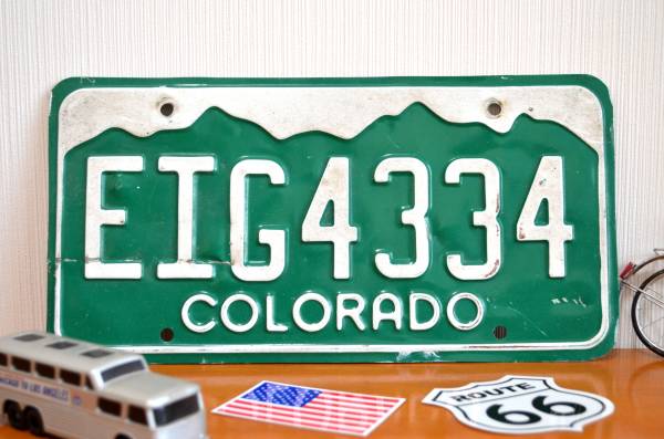 輸入本物☆アメリカナンバープレート コロラド州☆_Wc EIG 緑 デンバー ロッキーズ 車 アメリカン 世田谷ベース拍卖