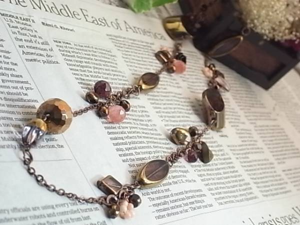 ◆新品◆ ★エレガント★ブラウン系ガラス ロング ネックレス拍卖