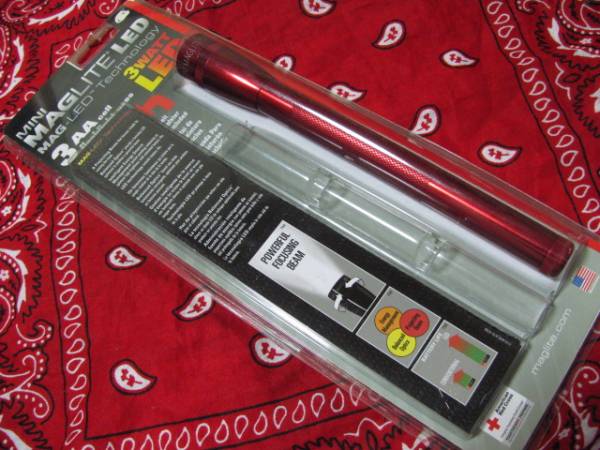 ★超ロング!単3電池3本使用ミニマグライトLED3AA新品レッド拍卖