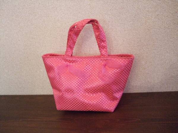 ピンクブロックチェック柄ミニトートバッグ(USED)20115拍卖