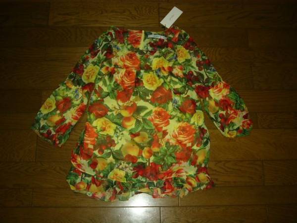新品 JOYRICH ジョイリッチ 花柄カットソー ワンピース S 黄色 フラワー トップス 定価12800円拍卖