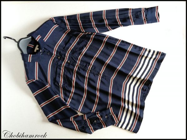 新品タグ付◆J.CREWジェイクルー長袖チュニックシャツ絹100%M紺拍卖