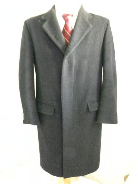 |o_o|英国Debenham(1n)冬ロングコート165-170cmカシミヤ混黒拍卖