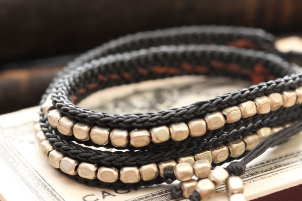 *ワックスコード・ブラスビーズブレスレット拍卖