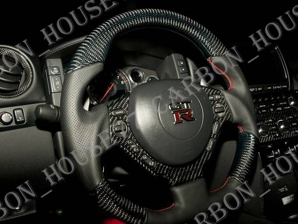 ★NISSAN R35 GTR GT-R 前期 カーボン ステアリング パネル 2007-2016《右ハンドル用》《貼付タイプ》☆拍卖