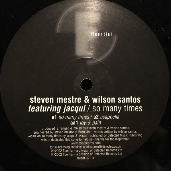 Steven Mestre & Wilson Santos feat. Jacqui / So Many Times拍卖