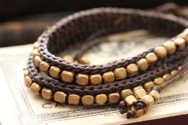 *ワックスコード・ブラスビーズ2RAPブレスレット拍卖