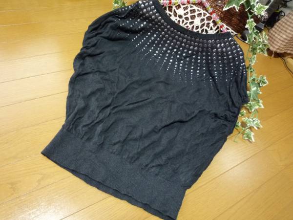 *YECCAVECCAイエッカベッカ*ビジュ付ドルマンニットチュニック黒拍卖